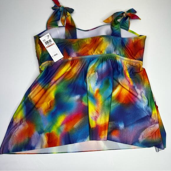 Becca ETC Plus Size Paper Mache tie dye Tankini top multicolor - 2X - Picture 7 of 11